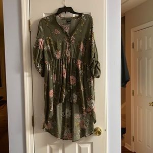 Torrid Pretty olive green floral print blouse